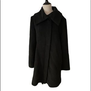 Cole Haan Black Wool Blend Zippered Trench Jacket Coat Women’s Size 12